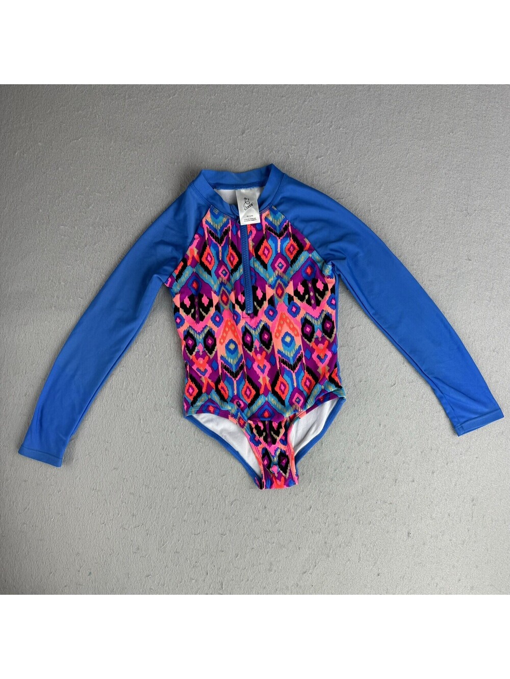 Art Class Girl's Swimsuit Blue Aztec One Piece Rash Guard Size XS (4/5)